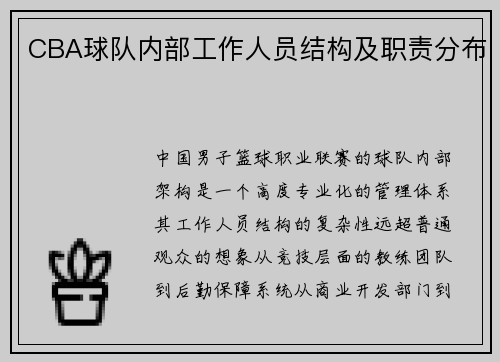 CBA球队内部工作人员结构及职责分布
