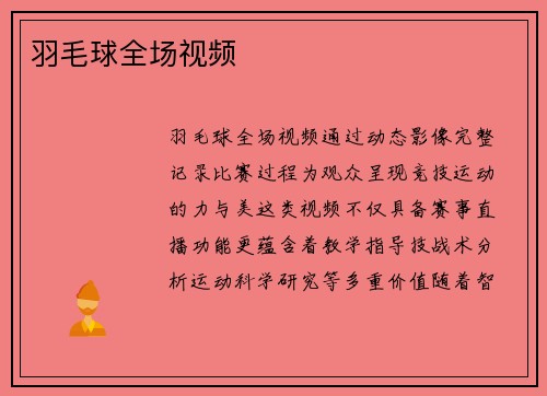 羽毛球全场视频